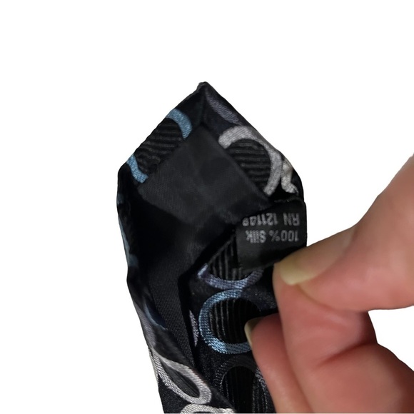 Lot Of 2 Michael Kors Silk Orange Infinity & Black Multicolor Circles Neck Ties - Picture 4 of 8